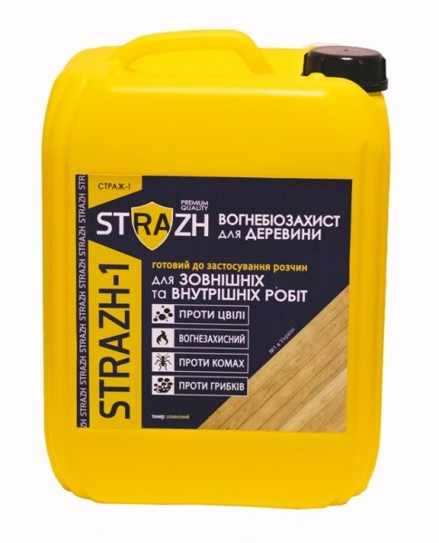 Вогнебіозахист Страж-1 ХМББ зелений 10 л (STRAZH)